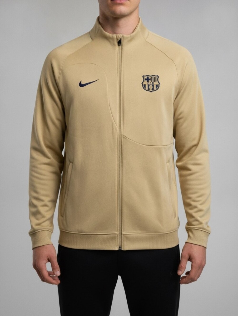 Nike Men's Sz L FC Barecelona 2022/2023 Academy Pro Anthem Soccer Jacket Gold
